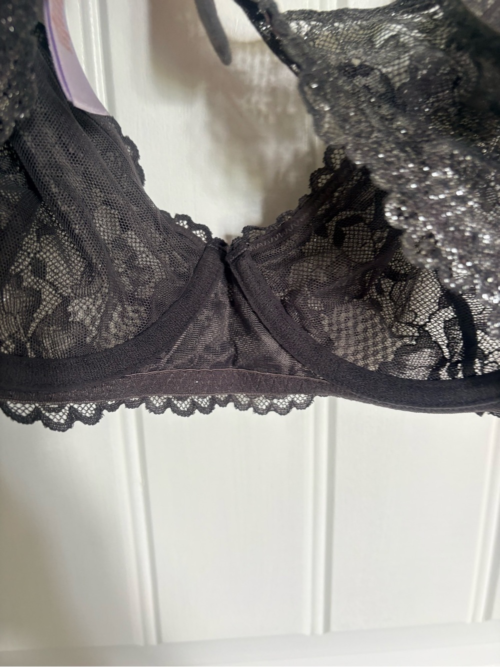 Savage X Fenty unlined lace bra grey metallic size 32D - Picture 7 of 7